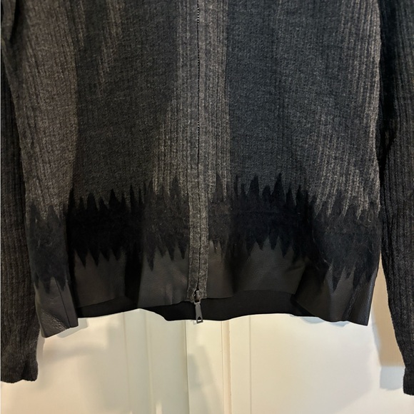 Lafayette 148 New York Size Small Brushed Wool, leather Combo Cardigan - Picture 3 of 8